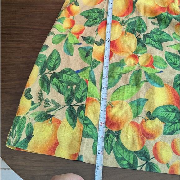 FARM Rio Orange Sands Citrus Print One Shoulder Linen Blend Mini Dress, size M - Picture 6 of 9